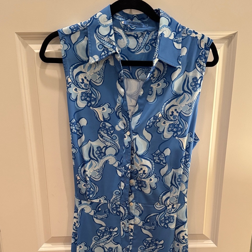 J. McLaughlin Blue and White Floral Belted Jumpsuit - Picture 3 of 7